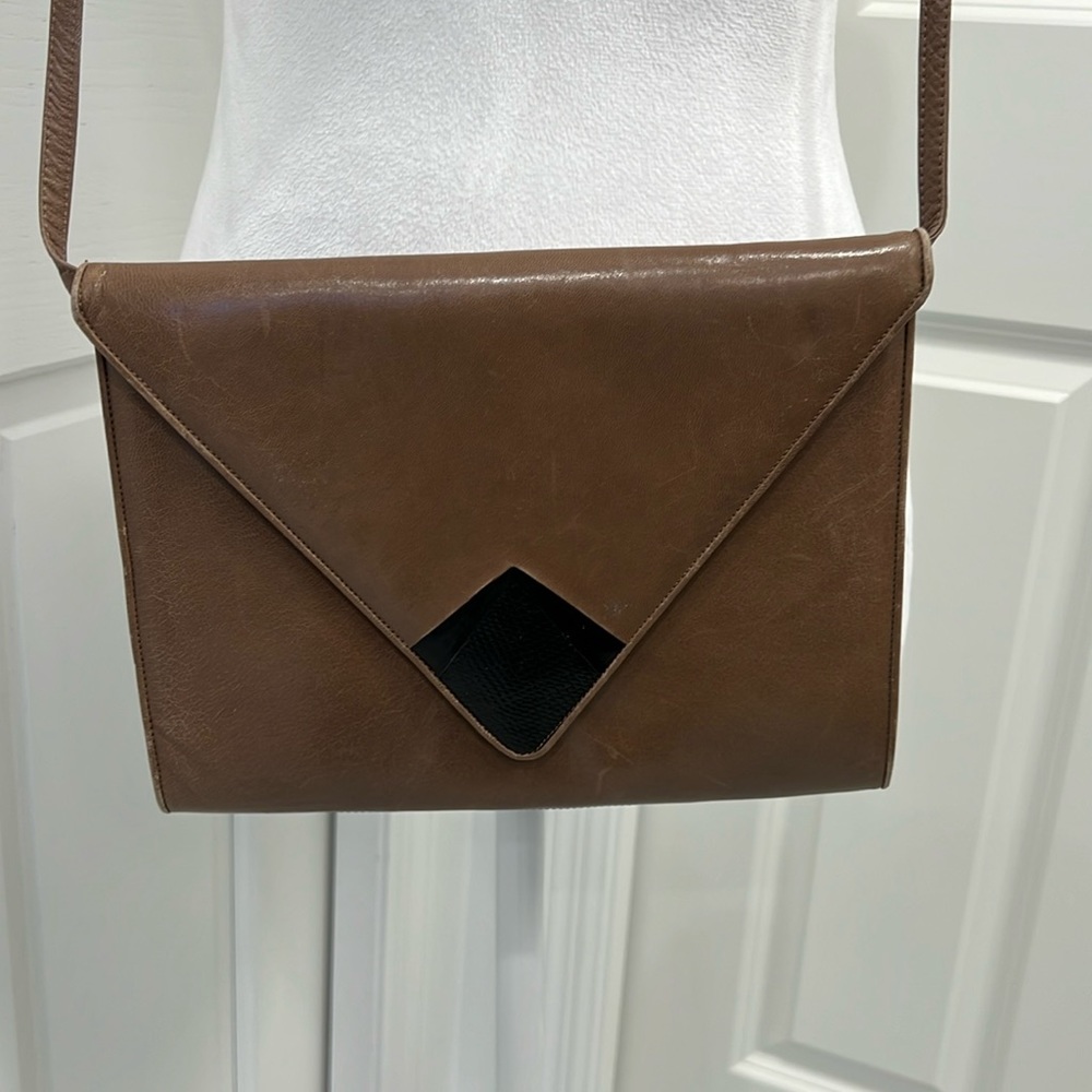 Vintage 70s/80s crossbody leather two tone purse